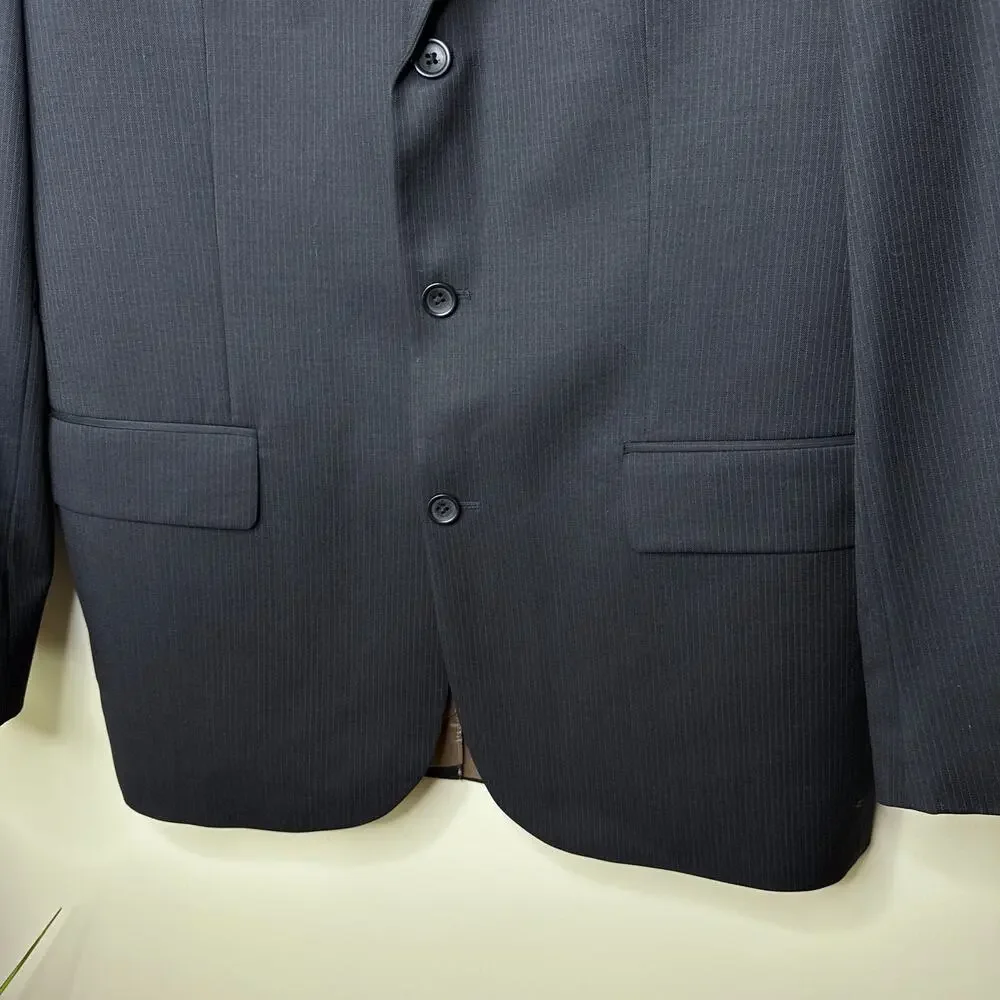 Banana Republic 42R Wool‎ Black Pinstripe Three-Button Single-Breasted Blazer